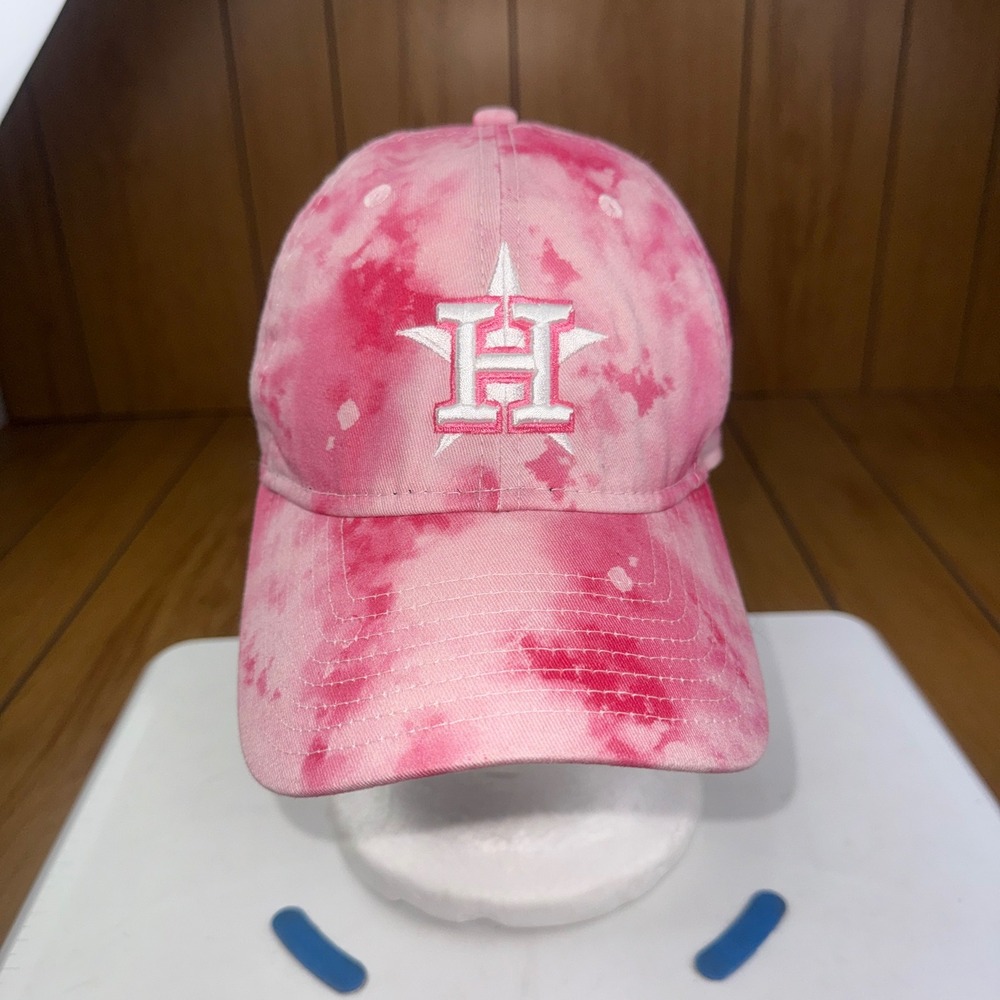 New Era 9TWENTY Houston Astros Womens Pink Tie Dye Adjustable MLB Baseball Cap